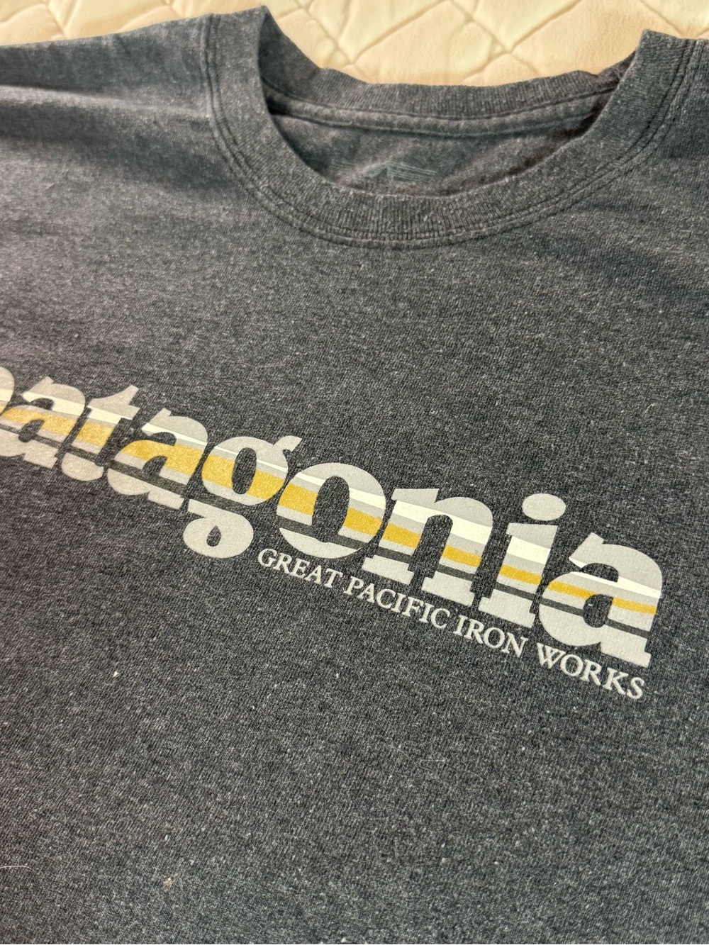 Patagonia Great Pacific Iron Works Organic Cotton Blend Tee Charcoal Gray Size L